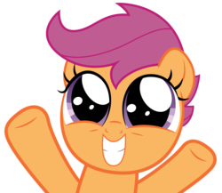Size: 1442x1250 | Tagged: safe, artist:spellboundcanvas, scootaloo, pegasus, pony, g4, the washouts (episode), cute, cutealoo, female, puppy dog eyes, simple background, solo, teeth, transparent background