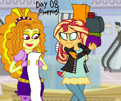 Size: 2400x2005 | Tagged: safe, edit, editor:ktd1993, screencap, adagio dazzle, cranky doodle donkey, sunset shimmer, equestria girls, g4, 30 day otp challenge, canterlot mall, female, high res, lesbian, ship:sunsagio, shipping
