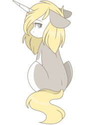 Size: 2048x3000 | Tagged: safe, artist:cinnamontee, oc, oc only, oc:tegan, pony, unicorn, female, floppy ears, high res, mare, sad, simple background, sitting, solo, transparent background