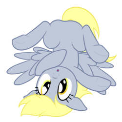 Size: 1450x1450 | Tagged: safe, artist:nitei, derpy hooves, pegasus, pony, g4, cute, featureless crotch, female, silly, silly pony, simple background, solo, transparent background, upside down