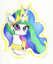 Size: 2451x2981 | Tagged: safe, artist:luxiwind, princess celestia, pony, g4, bust, female, high res, portrait, solo, traditional art