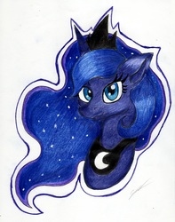 Size: 2455x3117 | Tagged: safe, artist:luxiwind, princess luna, pony, g4, bust, female, high res, portrait, solo, traditional art