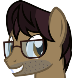 Size: 880x880 | Tagged: safe, artist:the smiling pony, oc, oc only, pony, derpibooru, g4, avatar, beard, bust, derpibooru badge, facial hair, five o'clock shadow, glasses, male, meta, portrait, simple background, smiling, solo, stallion, stubble, transparent background, vector