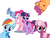 Size: 800x600 | Tagged: safe, artist:ianpony98, edit, cheerilee, pinkie pie, rainbow dash, scootaloo, twilight sparkle, earth pony, pegasus, pony, unicorn, series:pony tales, g4, eyes closed, female, filly, flugelhorn, looking at you, open mouth, simple background, unicorn twilight, vector, veggietales, white background