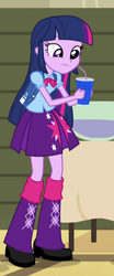 Size: 362x869 | Tagged: safe, screencap, twilight sparkle, alicorn, equestria girls, g4, my little pony equestria girls: rainbow rocks, backpack, clothes, cropped, drink, female, leg warmers, pleated skirt, shoes, skirt, solo, straw, twilight sparkle (alicorn)