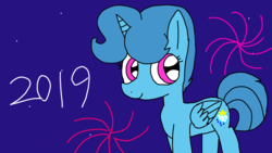 Size: 1920x1080 | Tagged: safe, artist:徐詩珮, spring rain, pony, g4, 2019, cute, female, happy new year 2019, night, springbetes, springcorn