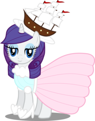 Size: 7596x9743 | Tagged: safe, artist:atomicmillennial, rarity, pony, g4, absurd resolution, clothes, dress, female, hat, ship, simple background, solo, transparent background, vector