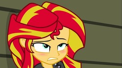 Size: 1920x1080 | Tagged: safe, screencap, sunset shimmer, equestria girls, g4, my little pony equestria girls: rainbow rocks, blushing, female, out of context, solo