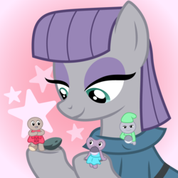 Size: 1000x1000 | Tagged: safe, artist:cloudy glow, boulder (g4), maud pie, earth pony, gem (race), pony, g4, rock solid friendship, spoiler:steven universe, chesto pebble, clothes, crossover, cute, dress, female, fisto pebble, footy pebble, gem, group, mare, maudabetes, pebble, pebbles, quartet, rock, smiling, spoilers for another series, stars, steven universe, weapons-grade cute