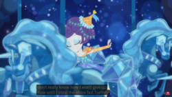 Size: 1920x1080 | Tagged: safe, edit, edited screencap, screencap, rarity, tom, equestria girls, g4, my little pony equestria girls: better together, the other side, bare shoulders, caption, meme, youtube caption