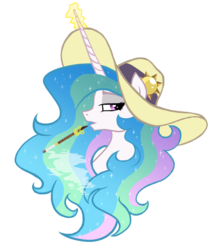 Size: 943x1104 | Tagged: safe, artist:hilloty, princess celestia, alicorn, pony, g4, bust, cigarette, cigarette holder, commission, female, hat, mare, simple background, smoking, solo, sticker, sun hat, transparent background