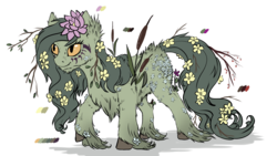 Size: 1600x900 | Tagged: safe, artist:hilloty, oc, oc only, pony, adoptable, flower, fluffy, simple background, solo, transparent background, unshorn fetlocks