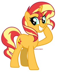Size: 4300x5400 | Tagged: safe, artist:binakolombina, sunset shimmer, pony, unicorn, g4, absurd resolution, backwards cutie mark, cute, female, grin, looking at you, mare, shimmerbetes, simple background, smiling, solo, transparent background, vector