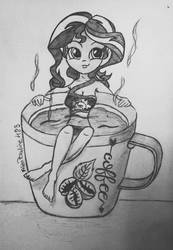 Size: 952x1377 | Tagged: safe, artist:alienpauline483, sunset shimmer, equestria girls, g4, cup, female, solo, teacup, traditional art