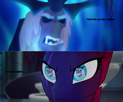 Size: 1920x1604 | Tagged: safe, edit, edited screencap, screencap, storm king, tempest shadow, g4, my little pony: the movie, spoiler:into the spider-verse, actor allusion, comic, doctor octopus, kingpin (marvel), liev schreiber, marvel, olivia octavius, screencap comic, spider-man: into the spider-verse, spoilers for another series, voice actor joke, wilson fisk
