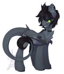 Size: 1920x2187 | Tagged: safe, artist:pvrii, oc, oc only, pony, grin, leonine tail, looking back, male, simple background, smiling, solo, stallion, transparent background