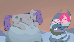 Size: 1920x1080 | Tagged: safe, artist:foal, limestone pie, maud pie, pinkie pie, earth pony, pony, g4, cute, death threat, holder's boulder, maudabetes, secret santa, sleeping, snow, this will end in death, this will not end well, winter