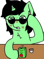 Size: 1080x1440 | Tagged: safe, artist:scotch, oc, oc:filly anon, pony, blushing, drinking straw, female, filly, sunglasses