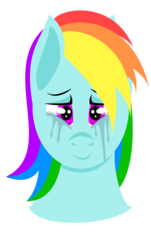 Size: 1807x3000 | Tagged: safe, artist:alltimemine, rainbow dash, pegasus, pony, g4, bust, crying, female, lineless, looking at you, mare, portrait, simple background, smiling, solo, tears of joy, transparent background