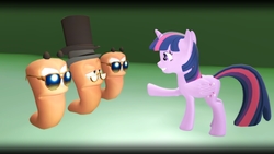 Size: 1920x1080 | Tagged: safe, artist:tbwinger92, twilight sparkle, alicorn, pony, worm, g4, 3d, crossover, glasses, gmod, hat, sunglasses, top hat, twilight sparkle (alicorn), worms, worms (video game)