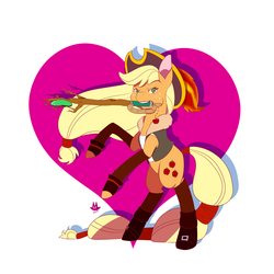 Size: 2400x2400 | Tagged: safe, artist:cckittycreative, applejack, earth pony, pony, g4, clothes, disney, female, high res, keyblade, kingdom hearts, mare, solo