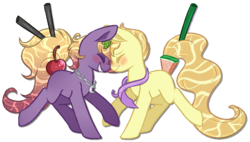 Size: 752x427 | Tagged: safe, artist:mallowglitz, oc, oc only, oc:pineapple and watermelon kick-starter, oc:tequila sunset, original species, pony, closed species, cocktail colt, male, simple background, stallion, transparent background