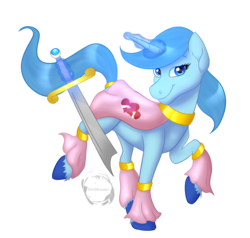 Size: 2100x2000 | Tagged: safe, artist:nivimonster, oc, oc only, oc:water lotus, pony, unicorn, ponyfinder, dungeons and dragons, female, high res, magic, mare, pen and paper rpg, rpg, simple background, solo, sword, transparent background, weapon