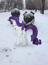 Size: 1377x1836 | Tagged: safe, artist:albertuha, rarity, pony, g4, irl, photo, ponies in real life, snow, solo, winter