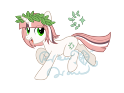 Size: 1280x961 | Tagged: safe, artist:rikadiane, oc, oc only, pony, unicorn, female, laurel wreath, looking back, mare, open mouth, open smile, simple background, smiling, solo, transparent background