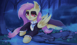 Size: 1280x753 | Tagged: safe, alternate version, artist:php97, fluttershy, bat pony, pony, g4, bat ponified, female, flutterbat, fluttergoth, looking at you, mare, race swap, solo