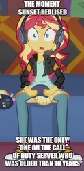 Size: 353x718 | Tagged: safe, sunset shimmer, equestria girls, equestria girls series, g4, game stream, spoiler:eqg series (season 2), converse, gamer sunset, headphones, headset, shoes