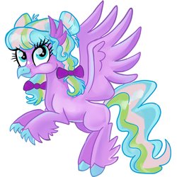 Size: 2048x2048 | Tagged: safe, artist:sophie scruggs, oc, oc only, oc:salt water taffy, classical hippogriff, hippogriff, pony, bow, colored hooves, hair bow, high res, mascot, seaquestriafest, simple background, solo, white background