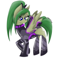 Size: 2146x2129 | Tagged: safe, artist:nightmarerara, pegasus, pony, anime, armor, eyeshadow, female, high res, hundred (anime), liddy steinberg, makeup, mare, ponified, ponytail, raised hoof, simple background, solo, transparent background