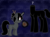 Size: 1544x1146 | Tagged: safe, artist:endergurl22, the headless horse, oc, oc:ebony darkness, headless horse, pony, g4, autograph, confusion, female, filly, funny, headless, question mark