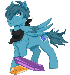 Size: 1000x1074 | Tagged: safe, artist:dbkit, oc, oc only, oc:double link, pegasus, pony, clothes, commission, gem, male, refractor shards, scarf, simple background, solo, stallion, transparent background
