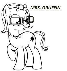 Size: 400x425 | Tagged: safe, artist:theverycreativebrony, oc, oc:mrs gruffin, earth pony, pony, coloring page, lineart, raised hoof