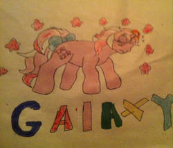 Size: 1024x872 | Tagged: safe, artist:otakuangelx, galaxy (g1), pony, g1, bow, female, magic, solo, tail bow, traditional art