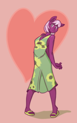 Size: 1490x2392 | Tagged: safe, anonymous artist, cheerilee, earth pony, anthro, plantigrade anthro, g4, clothes, dress, feet, female, flip-flops, hands behind back, sandals, solo, sundress