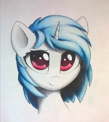 Size: 711x792 | Tagged: safe, artist:ifmsoul, dj pon-3, vinyl scratch, pony, unicorn, g4, bust, female, looking at you, mare, portrait, smiling, solo, traditional art