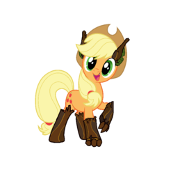Size: 708x710 | Tagged: safe, edit, editor:proto29, applejack, original species, timber pony, timber wolf, g4, cute, fangs, jackabetes, show accurate, species swap, timber wolfified, timberjack, transformation