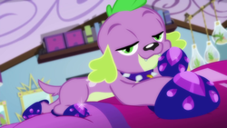 Size: 1920x1080 | Tagged: safe, screencap, spike, spike the regular dog, dog, equestria girls, g4, my little pony equestria girls: better together, reboxing with spike!, lidded eyes, stupid sexy spike