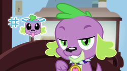Size: 1920x1080 | Tagged: safe, screencap, spike, spike the regular dog, dog, equestria girls, g4, my little pony equestria girls: better together, reboxing with spike!, hashtag, male