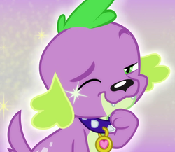 Size: 1243x1079 | Tagged: safe, screencap, spike, spike the regular dog, dog, equestria girls, equestria girls series, g4, reboxing with spike!, spoiler:eqg series (season 2), bishie sparkles, cropped, cute, looking at you, male, one eye closed, paws, smiling, solo, spikabetes, spike's dog collar, wink