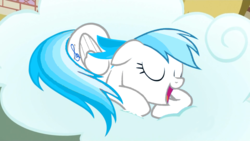 Size: 1191x670 | Tagged: safe, artist:snowy-arc, oc, oc only, oc:lesa castle, pegasus, pony, cloud, female, mare, sleeping, solo