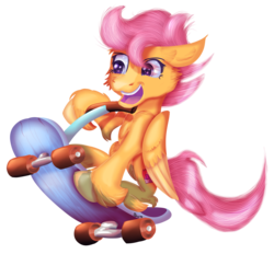 Size: 1293x1200 | Tagged: safe, artist:sintakhra, scootaloo, pony, g4, female, scooter, simple background, solo, transparent background
