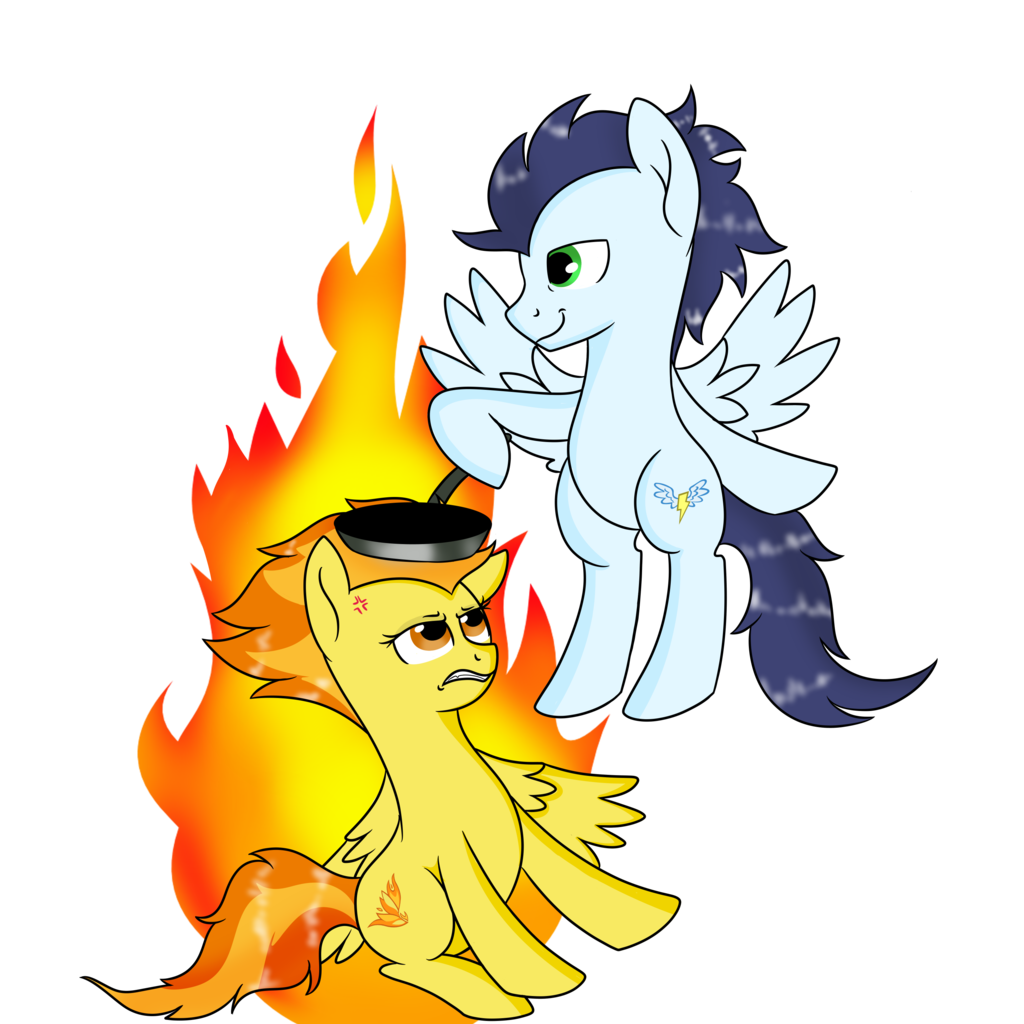 #1932361 - safe, artist:rainbowtashie, soarin', spitfire, pegasus, pony ...