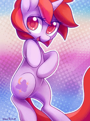 Size: 788x1051 | Tagged: safe, artist:dawnfire, oc, oc only, oc:dawnfire, pony, unicorn, cute, female, looking at you, mare, open mouth, red mane, signature, solo