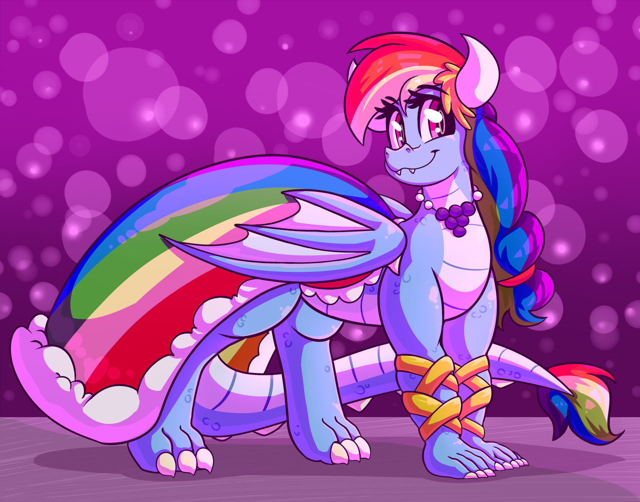 artist:graphene, rainbow dash, dragon, clothes, cute, dragonified, dress, f...