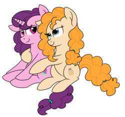 Size: 3000x2804 | Tagged: safe, artist:rainbowtashie, pear butter, sugar belle, pony, g4, high res, hug, mother and daughter-in-law, simple background, transparent background