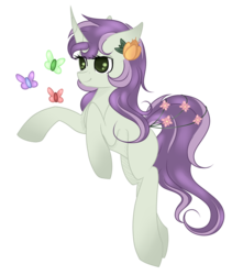 Size: 1024x1211 | Tagged: safe, artist:blocksy-art, oc, oc only, butterfly, pony, unicorn, female, mare, simple background, solo, transparent background